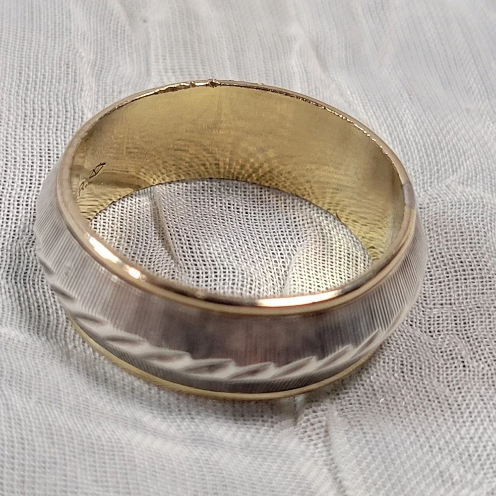 Vintage 10K Gold Filled Sterling Silver Two Tone Band Ring Size 9